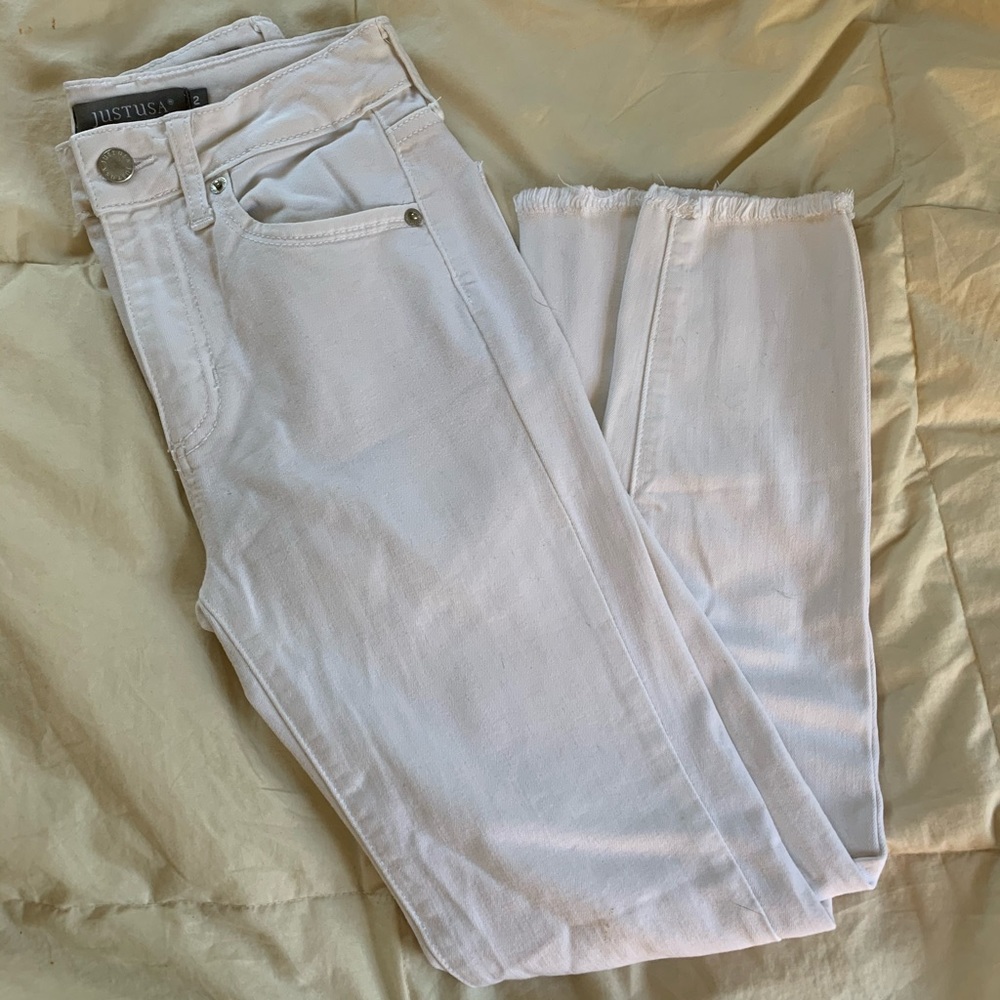 white high rise jeans